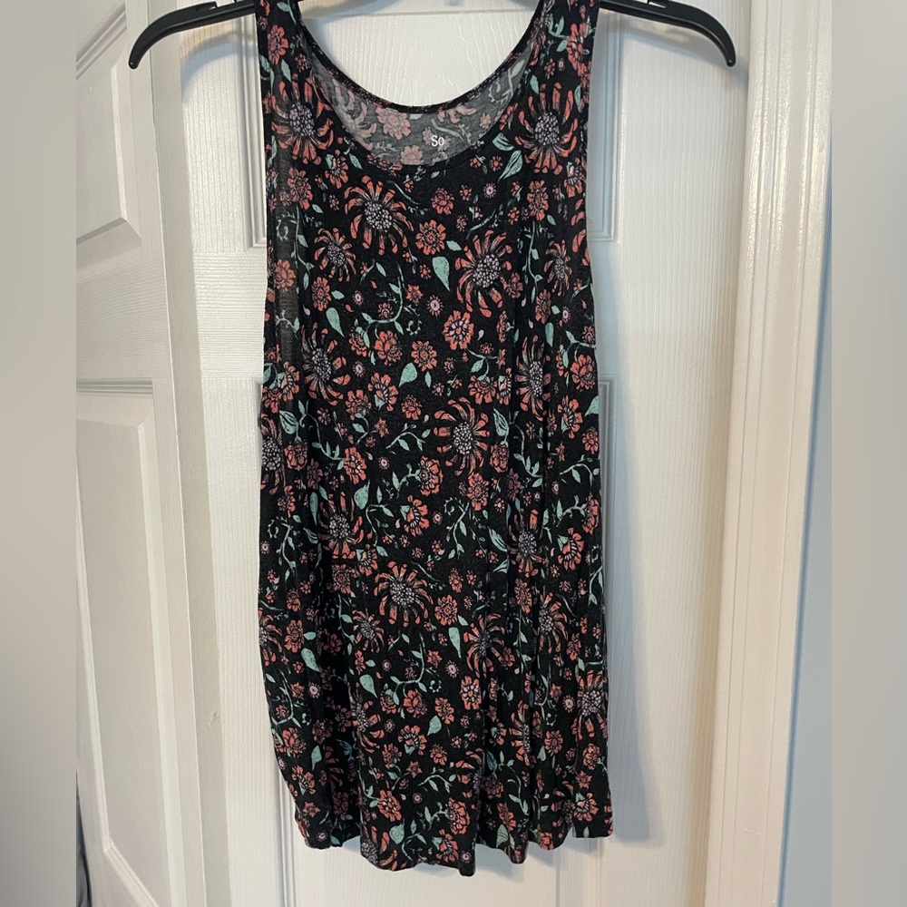 SO Black and Pink Floral Tank